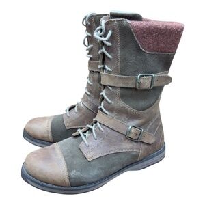 LL Bean Park Ridge Boots Leather Buckle Wool Snow Tall Women 8.5 Brown
